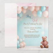 Jongen of Meisje Teddybeer Geslacht Onthulling Uit Kaart (Voorkant / Achterkant)