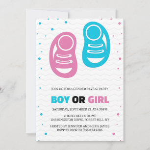 Jongen of meisje tweeling gender reveal party kaart