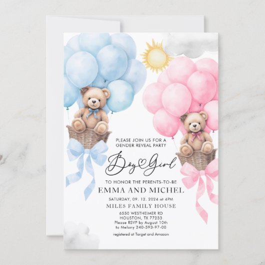 Jongen of meisje uitnodiging, gender onthullen Bee Kaart (Voorkant)