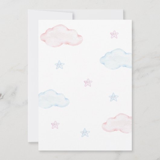 Jongen of meisje wacht nauwelijks op gender reveal kaart (Achterkant)