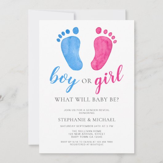 Jongen of meisje wat zal Baby gender openbaren Kaart (Voorkant)