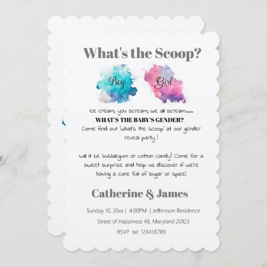 Jongen of meisje, wat zal het geslacht onthullen? kaart (Voorkant / Achterkant)