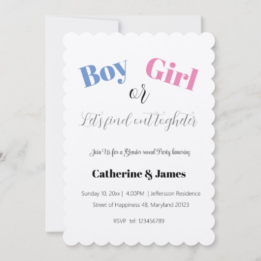 Jongen of meisje, wat zal het geslacht onthullen? kaart (Voorkant)