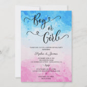 Jongen of Meisje Waterverf Blauw en Roze Gender on Kaart (Voorkant)