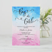 Jongen of Meisje Waterverf Blauw en Roze Gender on Kaart (Staand voorkant)