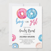 Jongen of Meisje Waterverf Donut Geslacht Onthulle Kaart (Voorkant)