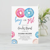 Jongen of Meisje Waterverf Donut Geslacht Onthulle Kaart (Staand voorkant)