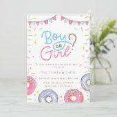 Jongen of Meisje Waterverf Donut geslachtsopenbari Kaart (Staand voorkant)