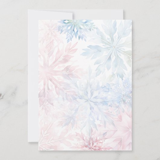 Jongen of Meisje Winter Roze Blauwe Sneeuwvlok Kaart (Achterkant)