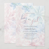 Jongen of Meisje Winter Roze Blauwe Sneeuwvlok Kaart (Voorkant / Achterkant)