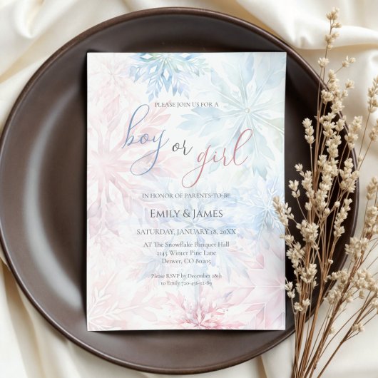 Jongen of Meisje Winter Roze Blauwe Sneeuwvlok Kaart