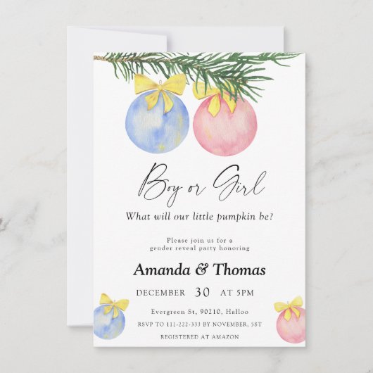 Jongen of meisje - Winterfeest - Geslacht onthulle Kaart (Voorkant)