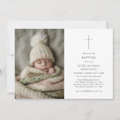 Jongen of Meisje Zwart Wit Doopsel Doopsel Foto Kaart (Voorkant)