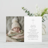 Jongen of Meisje Zwart Wit Doopsel Doopsel Foto Kaart (Staand voorkant)