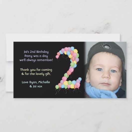 Jongen of meisjes 2e verjaardag Dank je wel Bedankkaart (Voorkant)