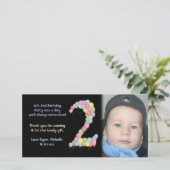 Jongen of meisjes 2e verjaardag Dank je wel Bedankkaart (Staand voorkant)