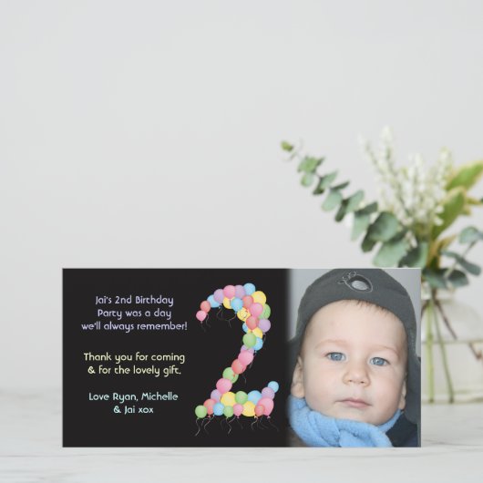 Jongen of meisjes 2e verjaardag Dank je wel Bedankkaart (Staand voorkant)