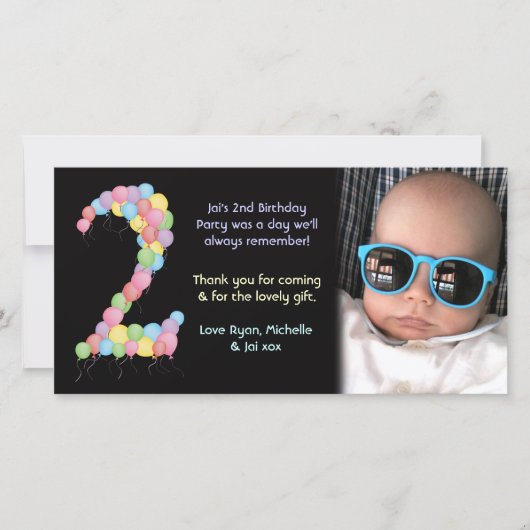 Jongen of meisjes 2e verjaardag Dank je wel Bedankkaart (Voorkant)