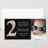 Jongen of meisjes 2e verjaardag Dank je wel Bedankkaart (Voorkant / Achterkant)