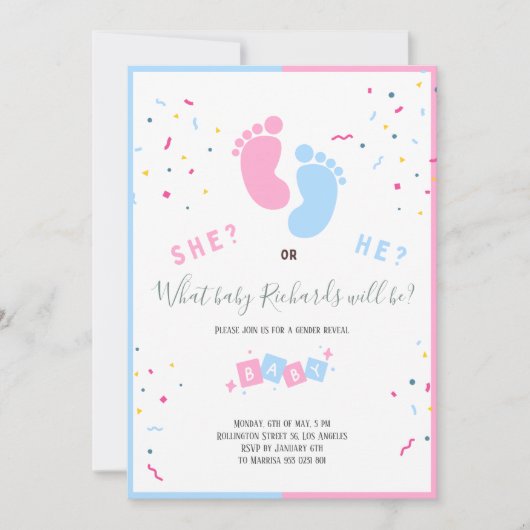 Jongen of meisjes Baby Genderinnovatie Kaart (Voorkant)