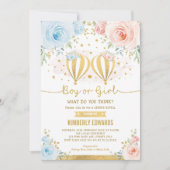 Jongen of meisjes die warme luchtballon gebruiken kaart (Voorkant)