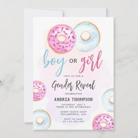 Jongen of meisjes Donut Gender onthullen Kaart (Voorkant)