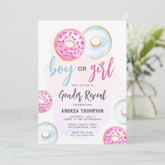 Jongen of meisjes Donut Gender onthullen Kaart (Staand voorkant)