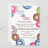 Jongen of meisjes Genderfeest Uitnodigen, donuts Kaart (Voorkant)