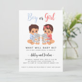 Jongen of meisjes Genderuitnodiging onthullen Kaart (Staand voorkant)