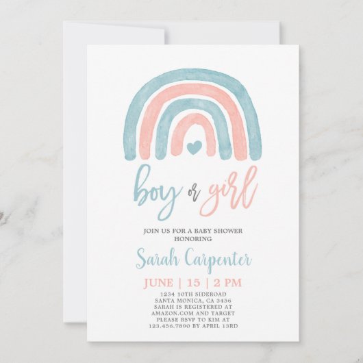 Jongen of meisjes Geslacht onthullen regenboogdouc Kaart (Voorkant)