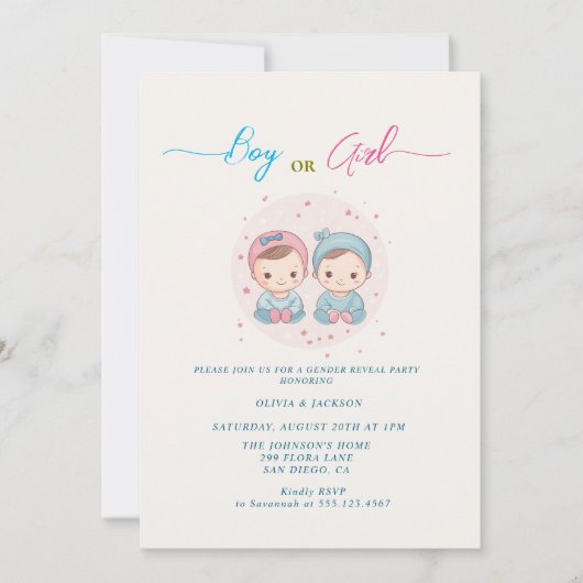 Jongen of meisjes Geslachtsfeest Kaart (Voorkant)