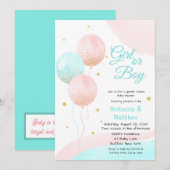 Jongen of meisjes Glitter Balloons Baby Kaart (Voorkant / Achterkant)