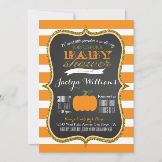 Jongen of meisjes Herfst Pumpkin Baby shower Uitno Kaart (Voorkant)
