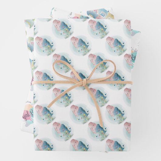 Jongen of meisjes met Baby Dinosaurs Inpakpapier Vel (In situ)