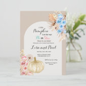 Jongen of meisjes najaar pompoenen kaart (Staand voorkant)