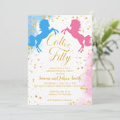 Jongen of meisjes roze blauw geslacht onthullen kaart (Staand voorkant)