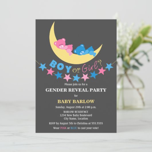 Jongen of meisjes Teddy bears Gender Reopenbaart f Kaart (Staand voorkant)