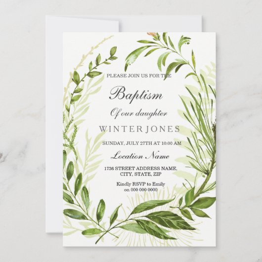 Jongen of meisjes Wreath Baptism Christening nodig Kaart (Voorkant)