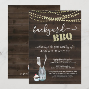 Jongen- of meisjesfeest op de achtertuin BBQ Kaart