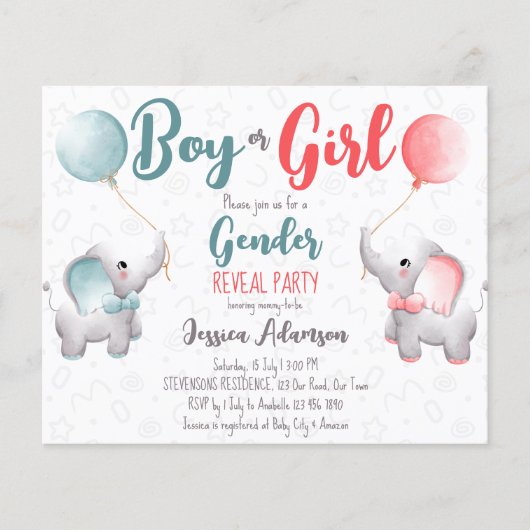 Jongen- of meisjesolifantengender onthullen budget (Voorkant)