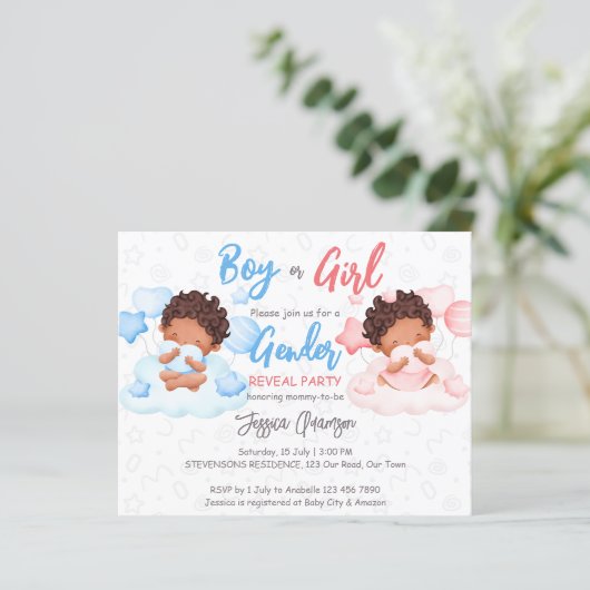 Jongen- of meisjesseksen onthullen een uitnodiging (Staand voorkant)