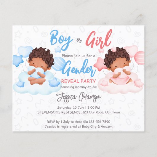 Jongen- of meisjesseksen onthullen een uitnodiging (Voorkant)