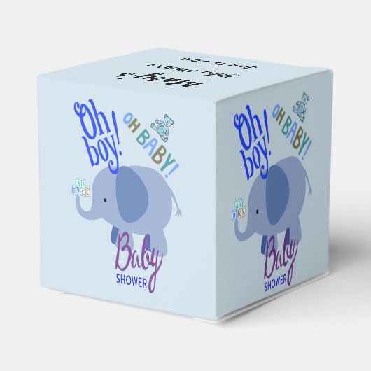 Jongen! Oh Baby! Blauw Baby shower met olifant Bedankdoosjes (Achterkant)