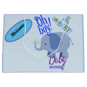 Jongen! Oh Baby! Blauw Baby shower met olifant Groot Cadeauzakje (Voorkant)