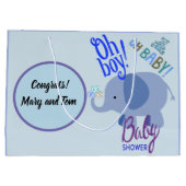 Jongen! Oh Baby! Blauw Baby shower met olifant Groot Cadeauzakje (Achterkant)
