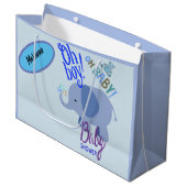 Jongen! Oh Baby! Blauw Baby shower met olifant Groot Cadeauzakje (Voorkant Gekanteld)