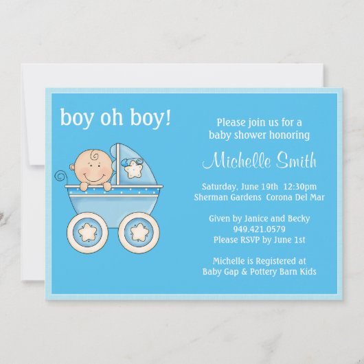 Jongen oh Boy Baby shower nodiging Kaart (Voorkant)