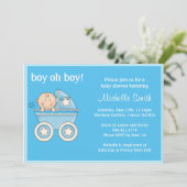 Jongen oh Boy Baby shower nodiging Kaart (Staand voorkant)