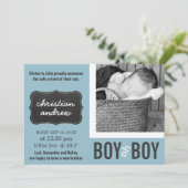 Jongen oh Boy Modern Blue New Baby Aankondiging (Staand voorkant)
