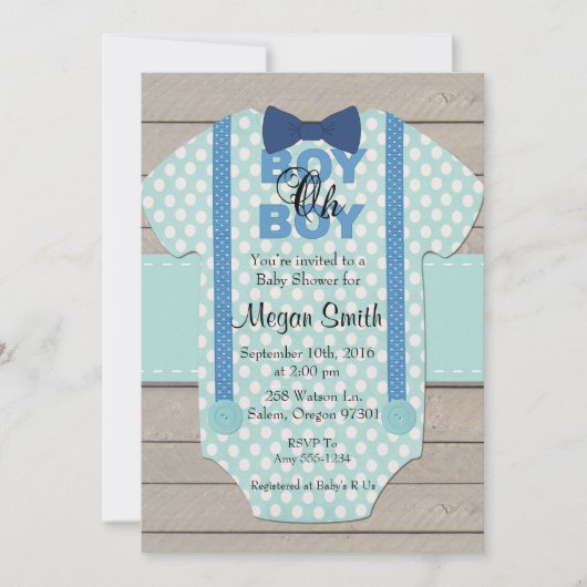 Jongen oh Boy Rusitc Baby shower Invitation Kaart (Voorkant)